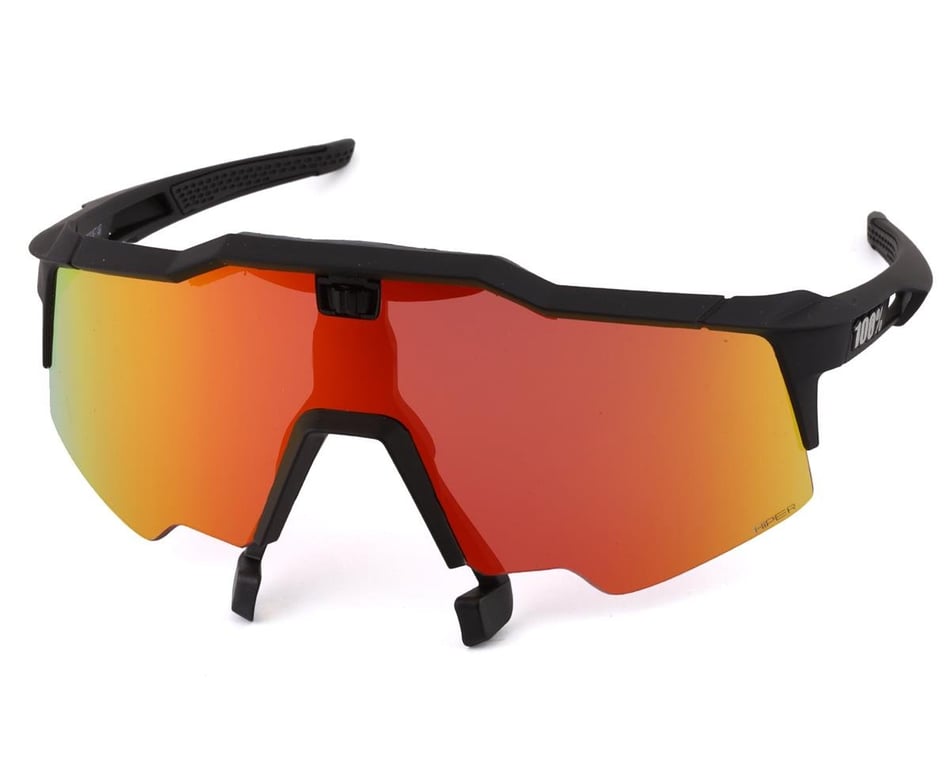 100% SpeedCraft AIR Sunglasses, Soft Tact Black frame - HiPER Red Multilayer Mirror Lens